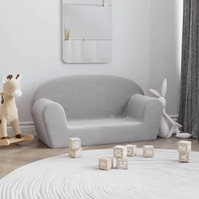 Produktbild von (Angebot 2026)Kindersofa 2-Sitzer Hellgrau Weich Plüsch GermanyMöbel 34718 - Kindersofas