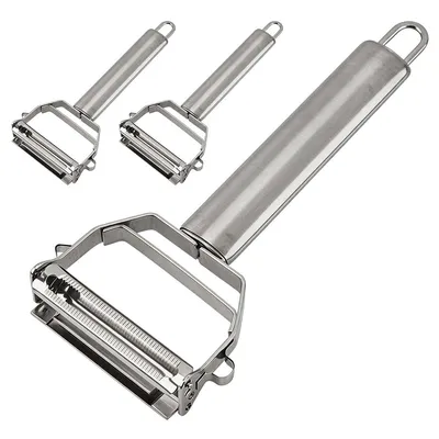 Produktbild von Edelstahl Küchenhobel 2-in-1 17,8 cm Schäler Julienne Messer für Gemüse Obst Salat Zubereitung Haushalt 3er Pack