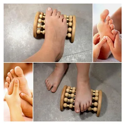 Produktbild von Fußmassagegerät aus Naturholz, Shiatsu-Massagegerät, Madero-Therapie, Fußreflexzonenmassage, Akupressur- und Entspannungs-Massageroller