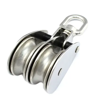 Produktbild von Edelstahl Blockseilrolle 32mm Seilrolle doppelte Umlenkrolle Drahtseil Stahlseil