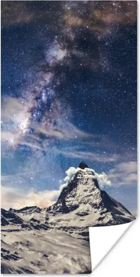 Produktbild von MuchoWow® Poster Berge - Sterne - Universum - Jungen - Mädchen - Kinder 80x160 cm - Kinderzimmer