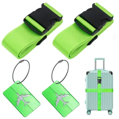 Immagine prodotto di Cinghia per bagagli - Set da 2 pezzi - 200 cm - Verde - Per valigia e viaggi