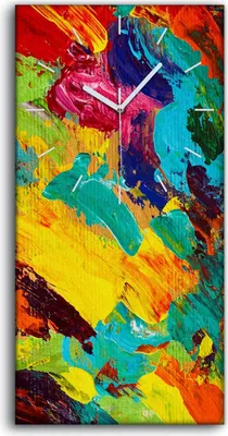 Produktbild von Wohnzimmer-Bild Leinwand Uhr Geräuschlos 30x60 Ölgemälde Abstrakte Kunst - weiße Hände