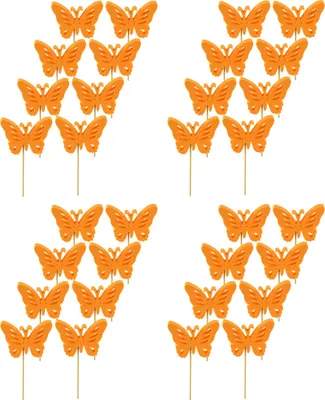 Produktbild von Blumen-Stecker Schmetterling orange 8 x 25cm 32 Stück Dekostecker Gartenstecker Butterfly Deko
