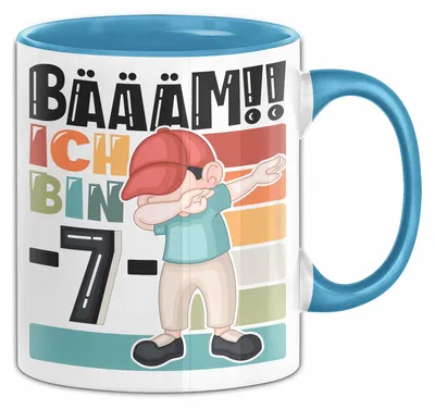 Produktbild von 7. Geburtstag Geschenk Tasse Becher Jungen Geburtstagsgeschenk Sohn Bäääm Ich Bin 7 (Blau)
