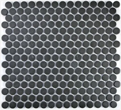 Produktbild von Knopfmosaik LOOP Rundmosaik Duschtasse Boden schwarz anthrazit MOS10-0304-R10_f
