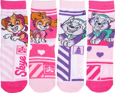 Produktbild von Paw Patrol - Socken Mädchen Kinder Kindersocken Söckchen Rosa (4er Pack), Größe:27-30