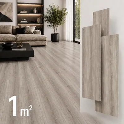 Produktbild von SPC Vinylboden 5mm Klick Vinyl wasserfest Holzoptik Bodenbelag mit Trittschalldämmung für Küche Bad Wohnzimmer, KI-generiertes Bild
