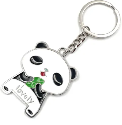 Produktbild von Onwomania Panda Liebe Love süßes Tier Schlüsselanhänger Metall Glücksbringer in Alu Geschenkbox, ideal zum Verschenken