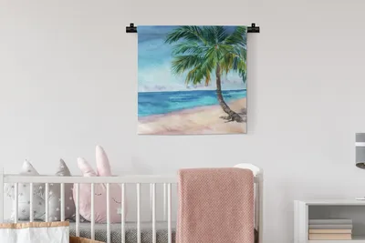 Produktbild von MuchoWow® Wandteppich Wandbehang Meer - Palme - Strand 60x60 cm Tapisserie Dekoration Wandtuch - Dekorationen - Wand Decke