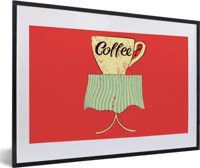 Produktbild von MuchoWow® MuchoWow® Gerahmtes Poster Kaffee? - Sprichwörter - Kaffeetasse - Vintage - Zitate 60x40 cm - Poster mit zchwarzem Bilderrahmen - Schlafzimmer - Plakat in Rahmen - Drucken