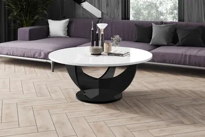Produktbild von Design Couchtisch HRC-111 Hochglanz Wohnzimmertisch Highgloss Rund Tisch ⌀100 cm x 45 cm