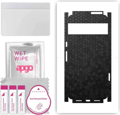 Produktbild von apgo Rückseite + Seiten Schutzfolie, Skin, kompatibel mit Google Pixel 8 Pro, Hinten Displayschutzfolie aus Vinylfolie, kratzfest, einfache Montage - Schwarze Honigwabe