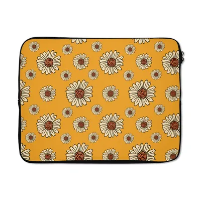 Produktbild von MuchoWow® Laptop Hülle 15 Zoll Muster - Vintage - Blumen - Gelb Laptoptasche - Laptoptasche - Sleeve - Rundum-Schutz