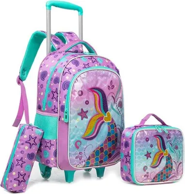 Productafbeelding van Kinder trolley rugzak voor meisjes met wieltjes