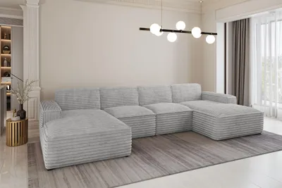 Produktbild von Kaiser Möbel Ecksofa U-Form Siena mit Stoff Velo HELLGRAU