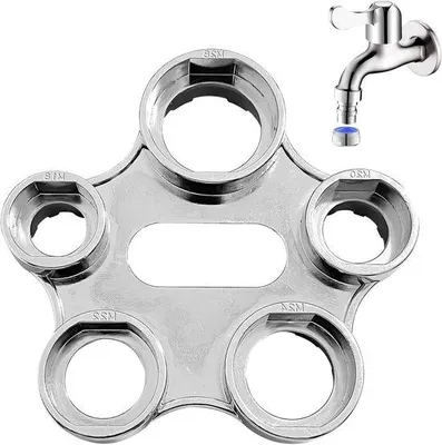 Imagen del producto de Llave multifuncional para purgar aire de grifos - Herramienta 10 en 1 para el control del flujo de agua - Llave para purgar aire de grifos - Ayuda para la instalación