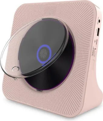 Image de ZELURXX Lecteur CD multifonctionnel, haut-parleur Bluetooth, avec USB, radio FM, prise casque, Aux, télécommande, écran LED, rose