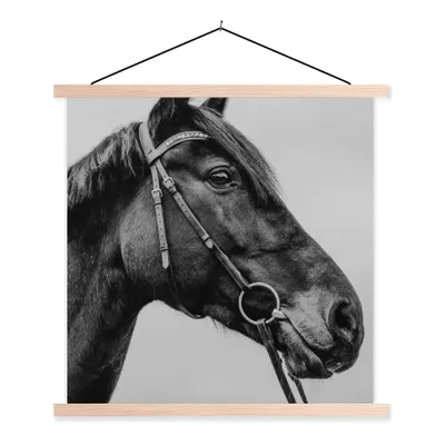 Produktbild von MuchoWow® Textilposter Pferd - Halfter - Porträt 40x40 cm mit holzfarbenen Rahmen - Posterleiste