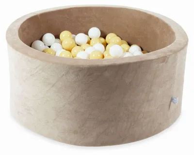 Productafbeelding van Droogbad 90x40, velvet, donkerbeige, met 300 ballen: wit, beige