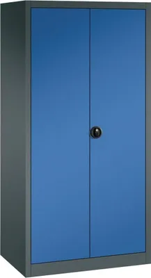 Produktbild von Flügeltürenschrank 4 Böden, 70kg Traglast H1950xB930xT600mm RAL 7016/5010, 4317784969819