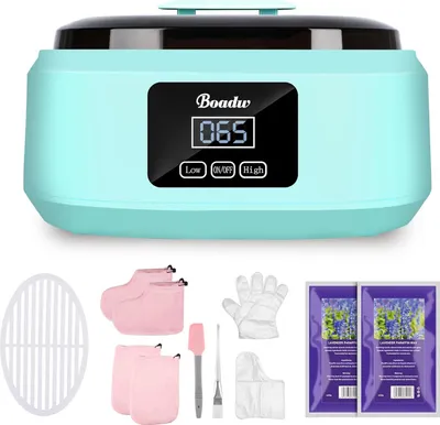 Image de Bain de paraffine pour les mains et les pieds, Boadw 3400 ml de bain de paraffine pour peau sèche et rugueuse, avec 900 g de cire de paraffine et acce