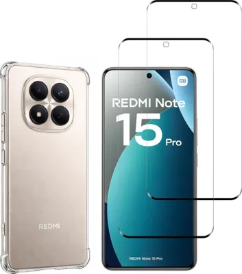 Produktbild von Stoßfeste Hülle für Xiaomi Redmi Note 15 PRO 4G und 2 Displayschutzfolien aus gehärtetem Glas Phonillico®