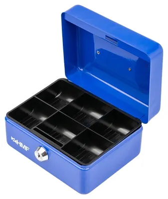 Geldkassette mit Münzeinsatz von HMF mit 15 cm Breite in Blau