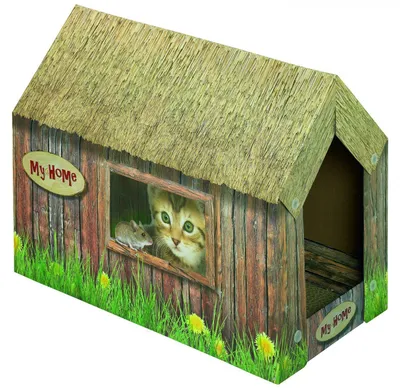 Produktbild von Katzenhaus – Kratzbaum aus Karton – Mit Katzenminze – 49 x 26 x 36 cm