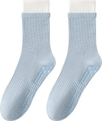 Produktbild von 1 Paar Yoga-Socken mit rutschfester Sohle, atmungsaktiv, feuchtigkeitsableitend, geeignet für Ballett, Tanz, Fitness, Pilates, Sport und Gymnastik, mittelhoch.