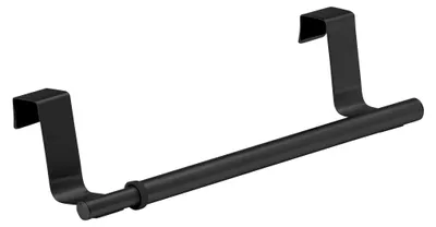 Produktbild von Tür-Handtuchstange Teleskop, Handtuchhalter zum Einhängen an Schrank & Schublade, ausziehbar, 22-35 x 6 x 7 cm, Edelstahl, Schwarz