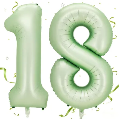 Productafbeelding van Zijdegroene cijfers 18 folieballon 40 inch voor verjaardagsdecoratie