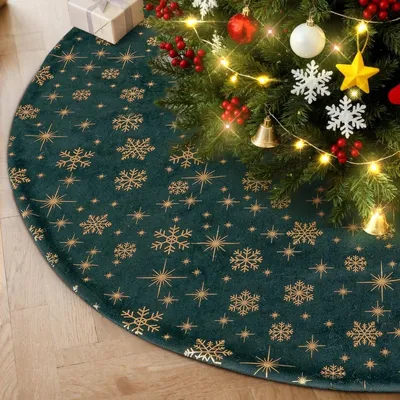 Immagine prodotto di Gonna per albero di Natale - 90 cm - Velluto - Verde - Tappeto per albero di Natale