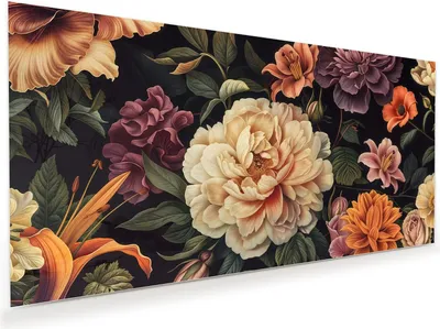 Produktbild von Glasbild 120x60cm in XXL für Wohnzimmer, Schlafzimmer Motiv Blumenwiese Kunst