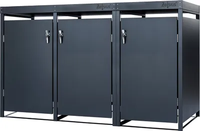 Produktbild von Zelsius Mülltonnenbox 3er mit Pflanzdach für 3 Tonnen | 120 - 240 Liter | Anthrazit RAL 7016