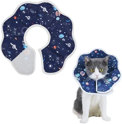 Produktbild von Schutzkragen für Katzen nach Operation, flexibel, schützend, kugelförmig, verstellbar, verhindert Wundlikken