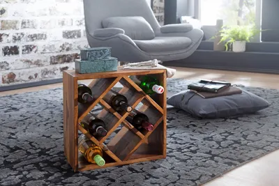 Produktbild von Weinregal KANOI Sheesham Massivholz 40x40x25cm Holzregal 8