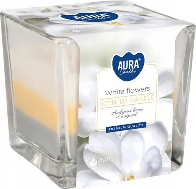 Immagine prodotto di Candela in vetro profumato BISPOL Aura 32H WHITE FLOWERS