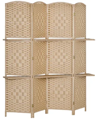 Produktbild von 4-teiliger Raumteiler, 160 x 170 cm, faltbare Trennwand mit 2 Regalen