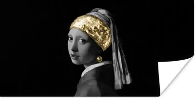 Produktbild von MuchoWow® Poster Mädchen mit einem Perlenohrring - Gold - Vermeer 160x80 cm - Foto Poster
