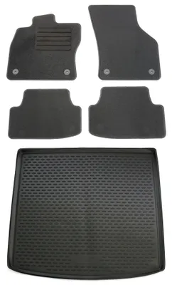 Gummi-Kofferraumwanne + Fußmatten Set für VW Golf 7, Bj. 2013-, schwarz