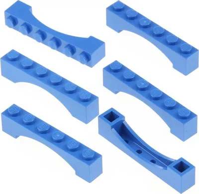 Produktbild von 6x Lego Bogenstein 1x6x1 blau rund Bogen erhöht Brücke Tor 6133607 92950