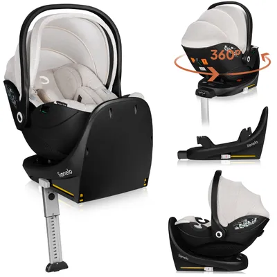 Produktbild von Lionelo Babyschale MOXIE i-Size SET Kindersitzbasis, Kopfstütze verstellbar Seitenschutz Beige