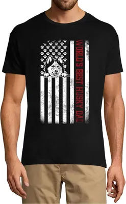 Produktbild von Herren Grafik T-Shirt Weltbester Husky-Papa Pfoten – World's Best Husky Dad Paws – Öko-Verantwortlich Vintage Jahrgang Kurzarm Lustige Druck