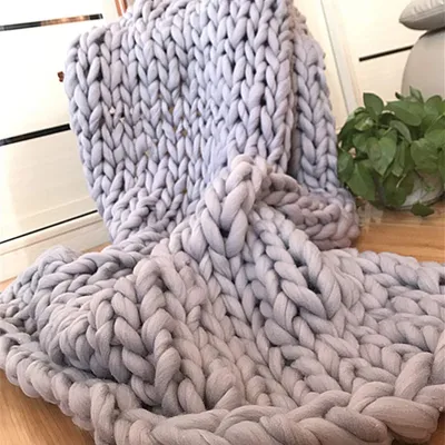 Produktbild von Decke Handgefertigt Riese Klobig Sticken Werfen Sofa Decke Handgewebt Sperrig Decke Zuhause Dekor Geschenk (50 * 50CM)