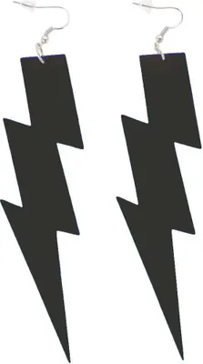 Produktbild von Oblique Unique Blitz Ohrringe für 80s 80er Jahre Motto Party Fasching Karneval Kostüm Damen Ohrstecker - schwarz