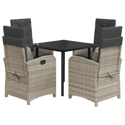 Image de vidaXL Salon de jardin 5 pièces avec coussins gris clair Poly rotin