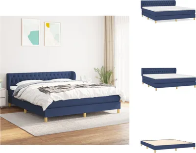 Produktbild von vidaXL Boxspringbett mit Matratze Blau 180x200 cm Stoff -  Betten & Bettgestelle