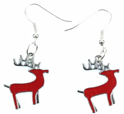 Produktbild von Rentier Hirsch Ohrringe Miniblings Hänger Weihnachten Weihnachtsmann rot