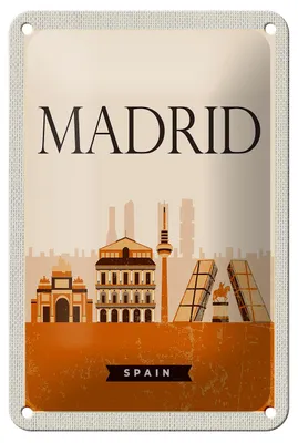 Produktbild von Blechschild Reise 12x18cm Retro Madrid Spain malerisches Bild Schild